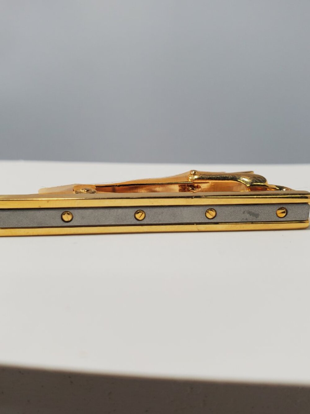 Gold-Tone & Silver-Tone Screw-Detail 3-Piece Cufflink and Tie Clip Set - Picture 6 of 8